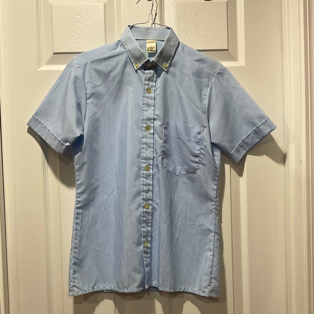 Blue white striped shirt 14 boys